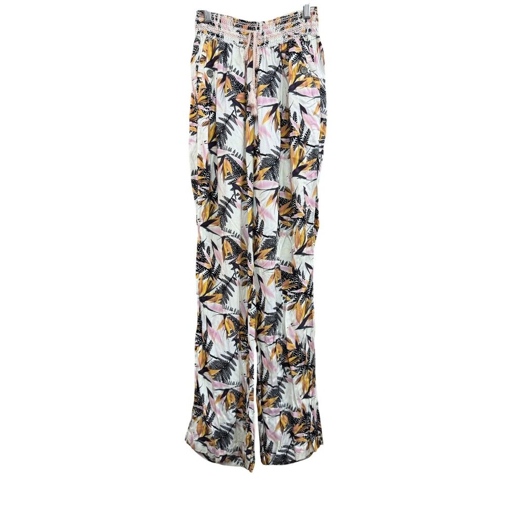Women's High Rise Tropical Vacay Pants XL Multicolor Lightweight Elastic Waist W